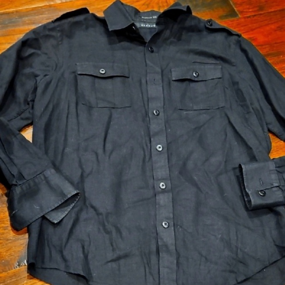 Sean John Men’s Black Linen Shirt.